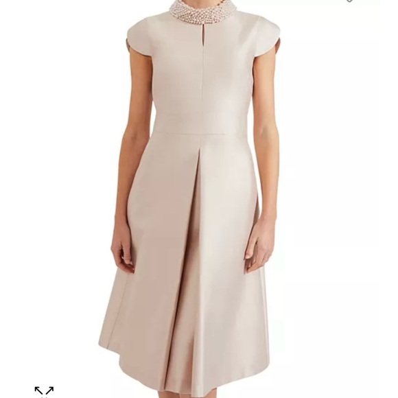 HOBBS LONDON Marcella Embellished Neck Dress-Blue - Picture 4 of 15